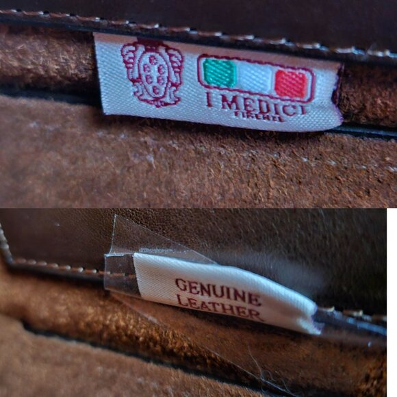 NWT Authentic I Medici Firenze Italian Leather Satchel Top Handle Bag Brown - Picture 6 of 17